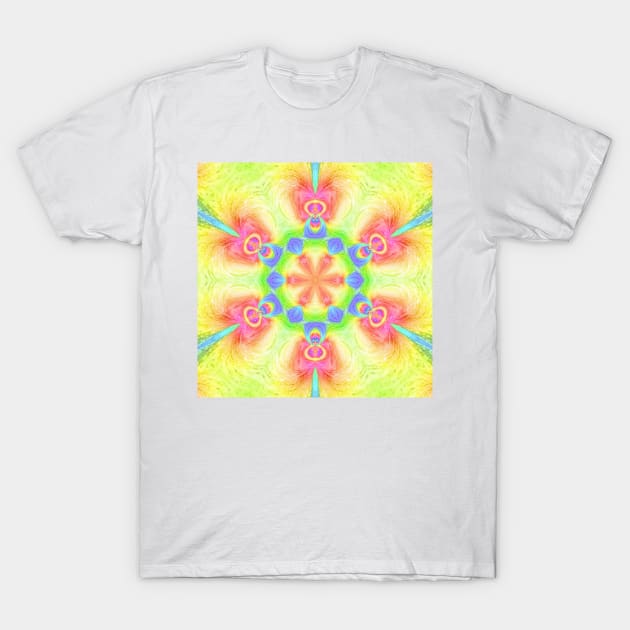 Gods from another dimension - mandala (yellow version) T-Shirt by Katarina Spiralo